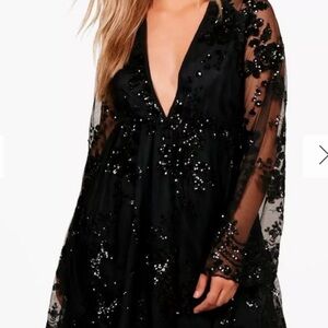 Boohoo Elegant Black Sequin Dress